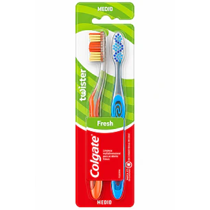 Cepillo Dental Colgate Plus Twister Fresh Medio 2 Unidades