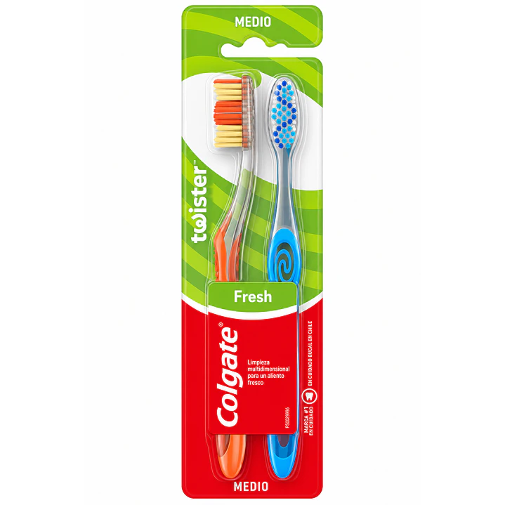 Cepillo Dental Colgate Plus Twister Fresh Medio 2 Unidades 1