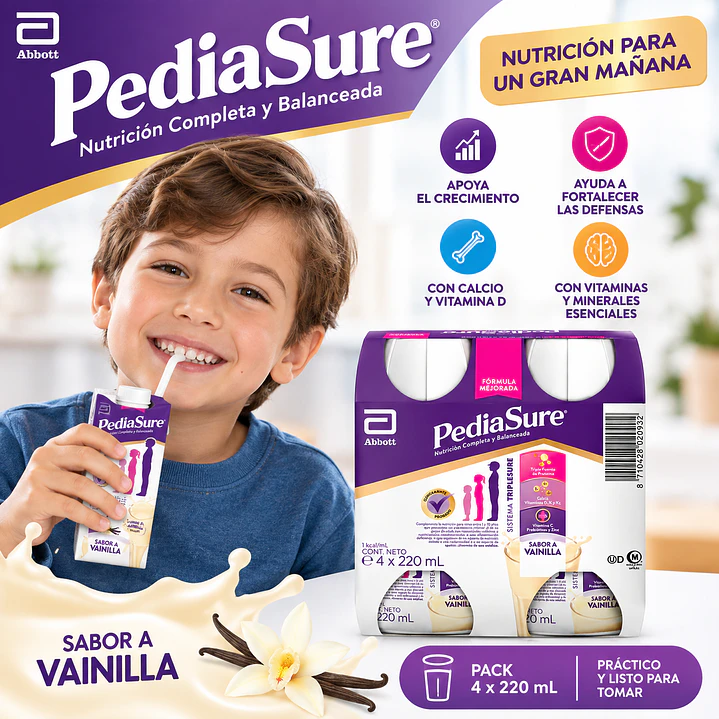 Pediasure Vainilla Liquido 4 X 220Ml 4