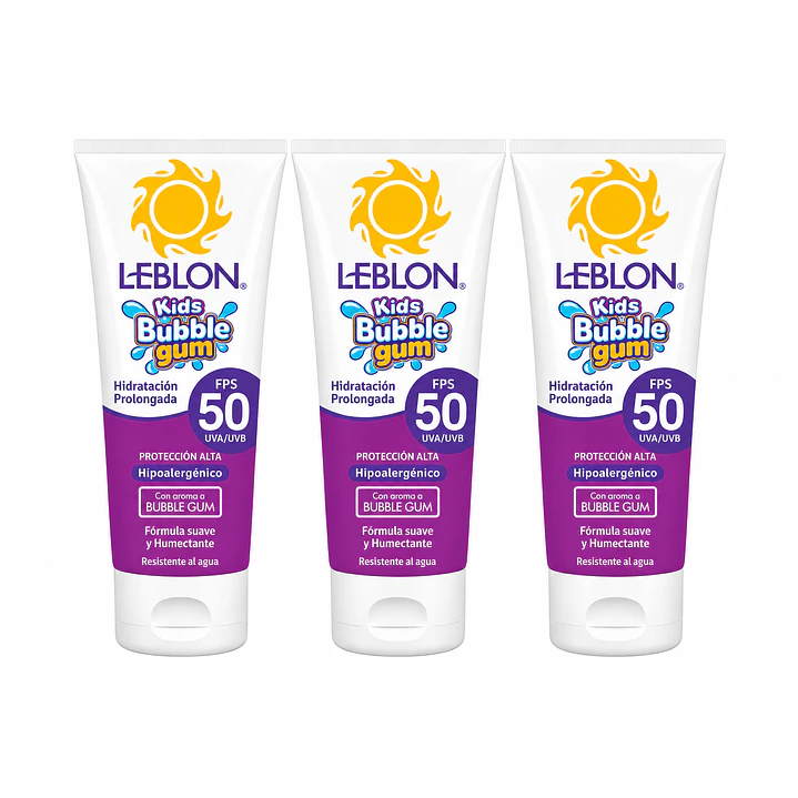 Leblon Kids Bubble Gum FPS 50 Protecor Solar 190 G Pack X3 1