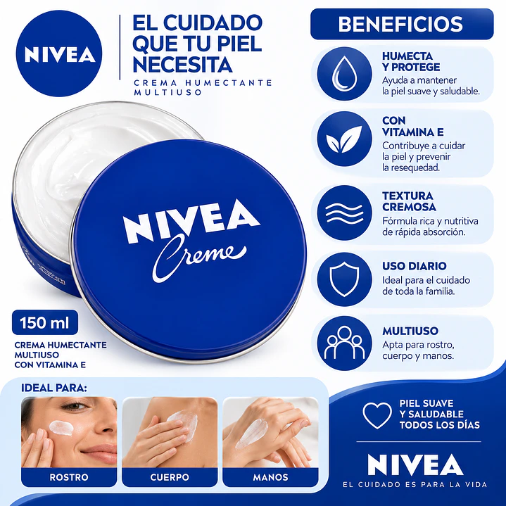 Nivea Creme, Crema Humectante Multiuso Vitamina E 150 Ml 6