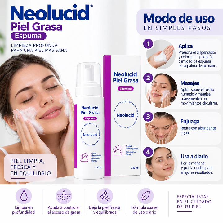 Neolucid Piel Grasa Espuma de Limpieza 230 Ml 2