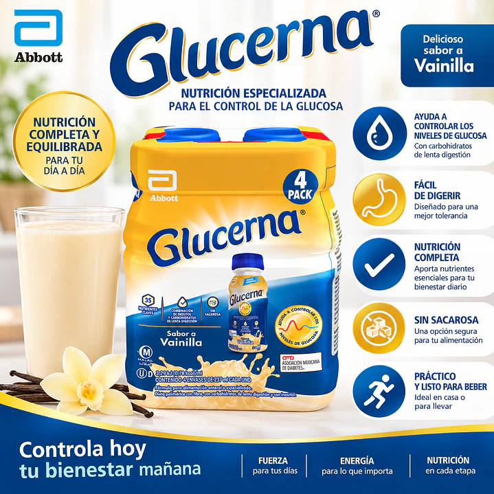 Pack Glucerna 237 mL Sabor Vainilla – Suplemento Nutricional para Control de Glucosa 3
