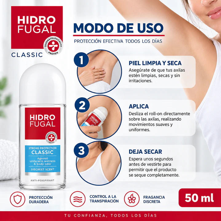 Desodorante Hidrofugal Classic Antitranspirante Roll On 50 Ml  5