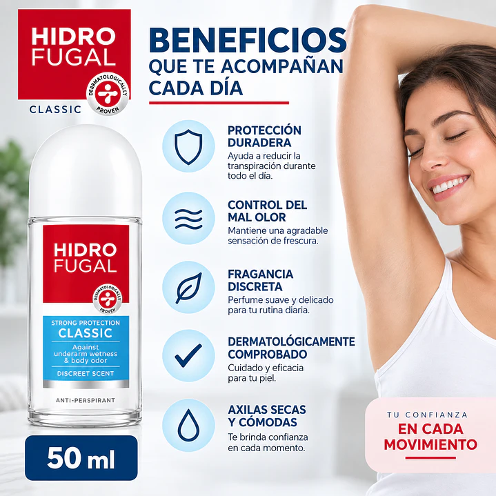 Desodorante Hidrofugal Classic Antitranspirante Roll On 50 Ml  6