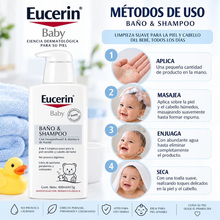 Eucerin Baby Baño & Shampoo 400 Ml 5