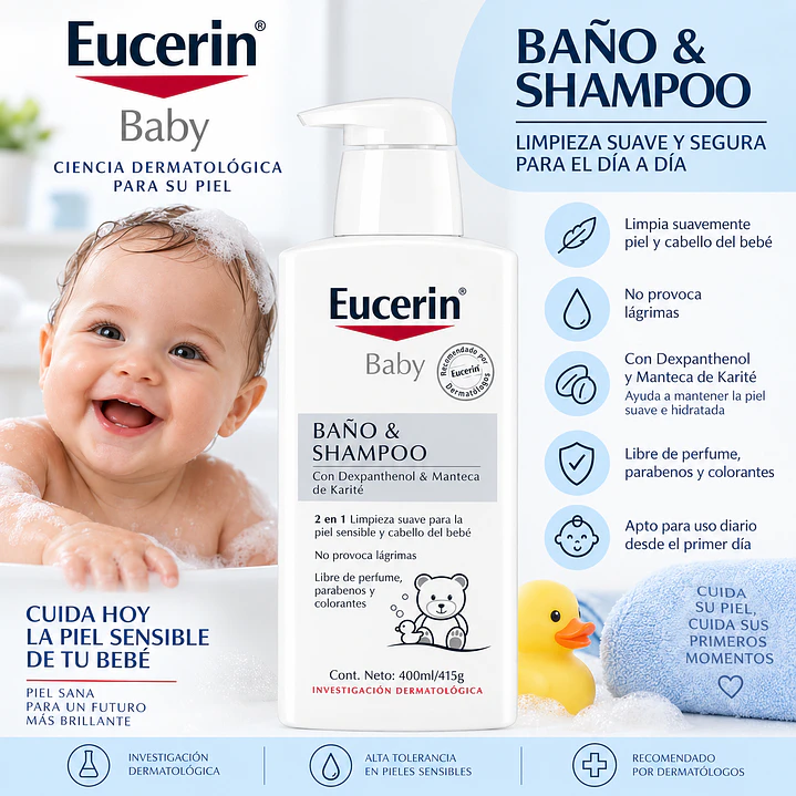 Eucerin Baby Baño & Shampoo 400 Ml 7