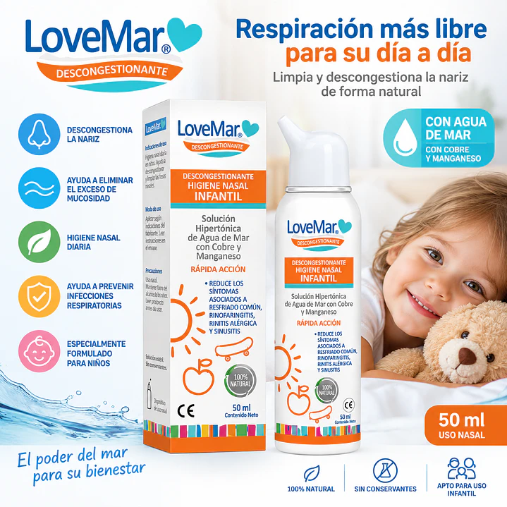 Solución Hipertonica Agua De Mar Lovemar Infantil 50Ml 5