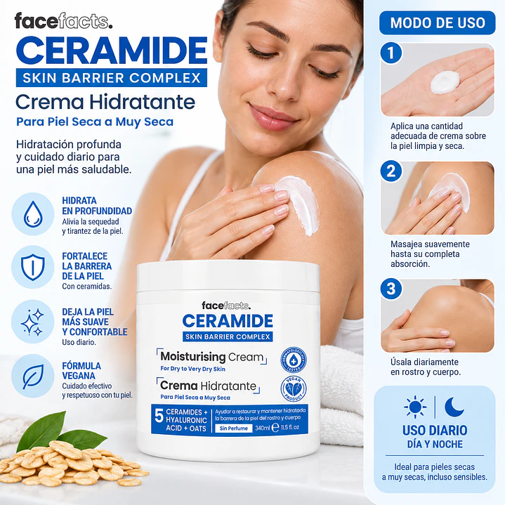Crema Hidratante Para Piel Seca A Muy Seca 340ml Ceramide Fragancia Neutra 6