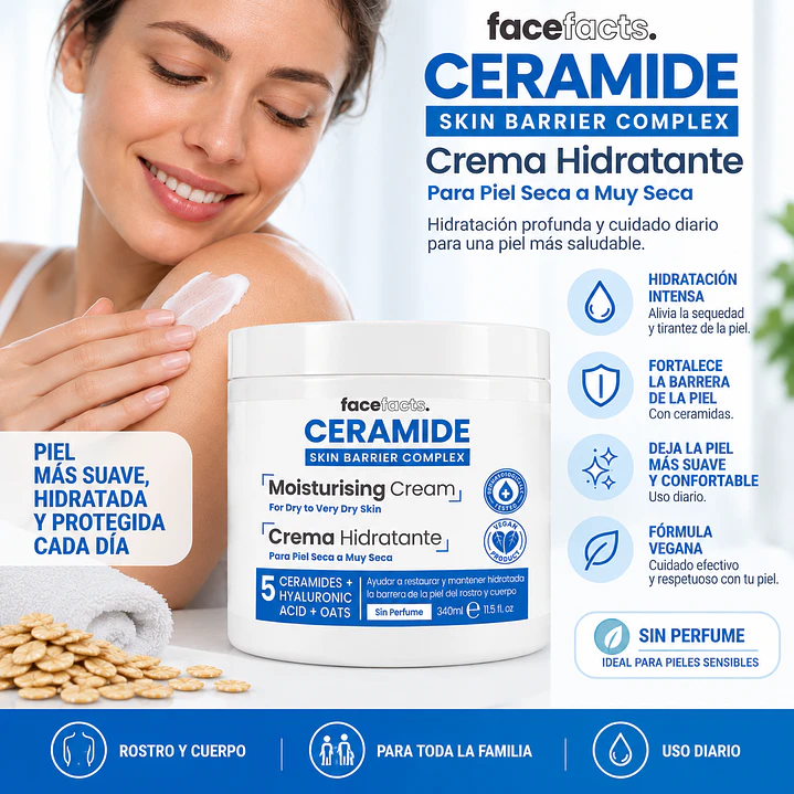 Crema Hidratante Para Piel Seca A Muy Seca 340ml Ceramide Fragancia Neutra 5
