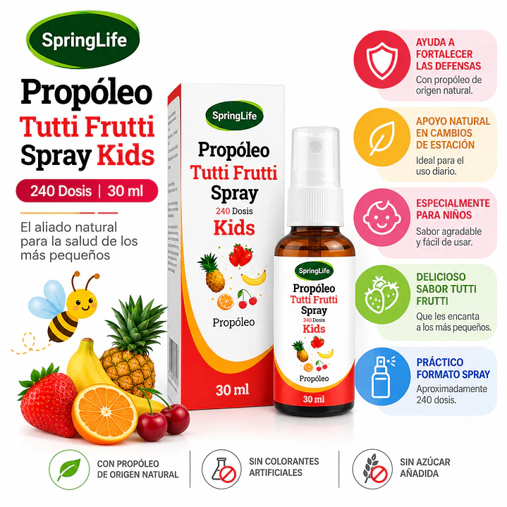 Propoleo Kids Tutti Fruti Spray Springlife 240 Dosis 30Ml 2