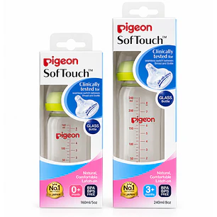 Pack Biberon Mamadera Pigeon Softouch Vidrio Verde 160ml Y 240ml