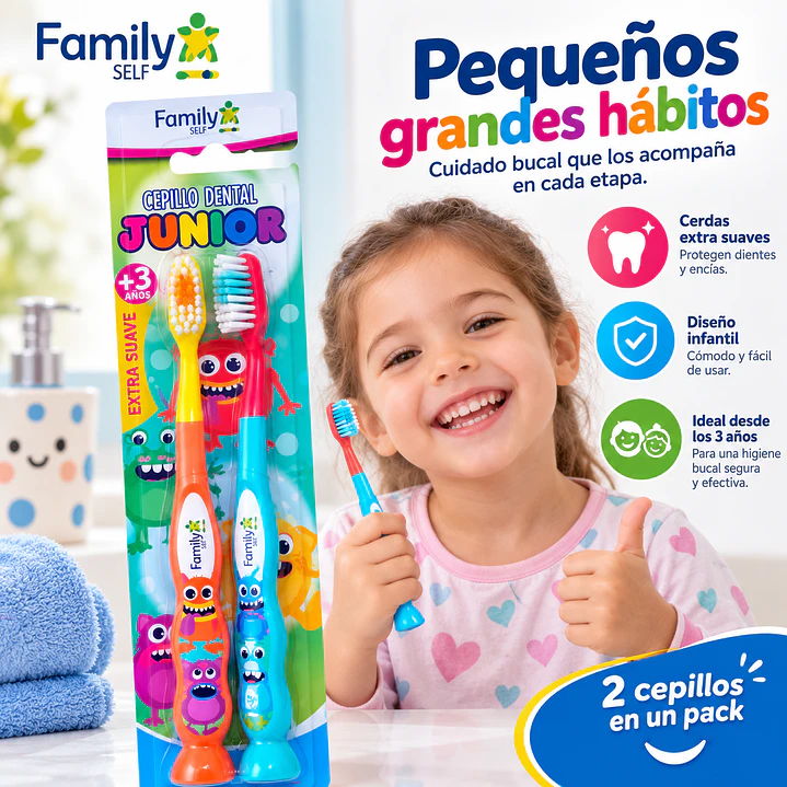 Pack x2 Cepillo Dental Infantil Family Extra Suave +3 Años 5