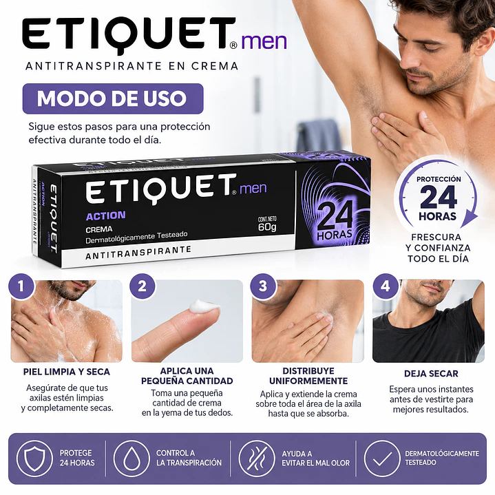 Desodorante Antitranspirante Etiquet Hombre en Crema 60G 7
