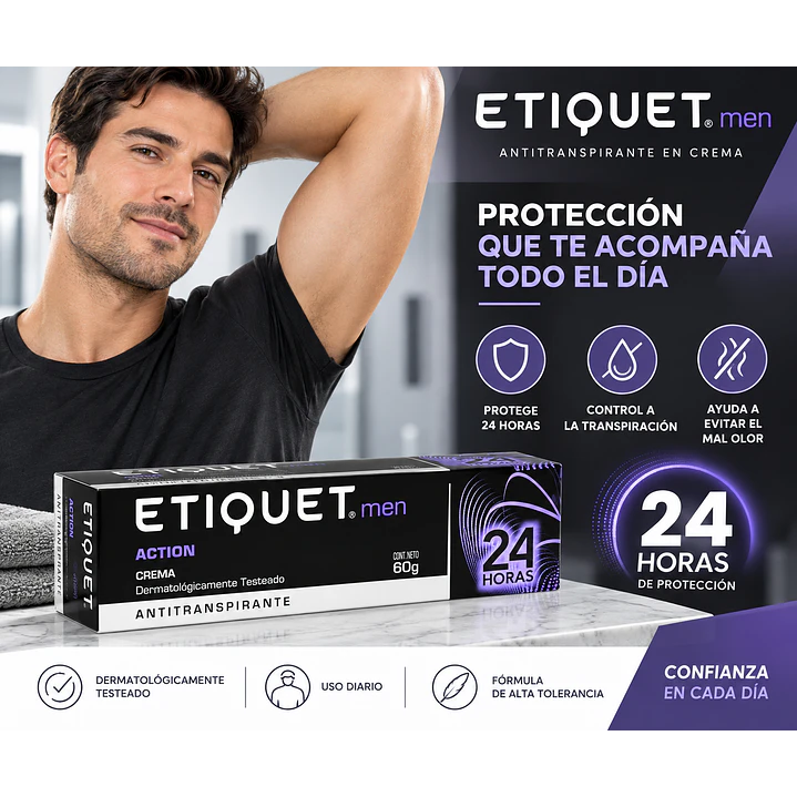 Desodorante Antitranspirante Etiquet Hombre en Crema 60G 8