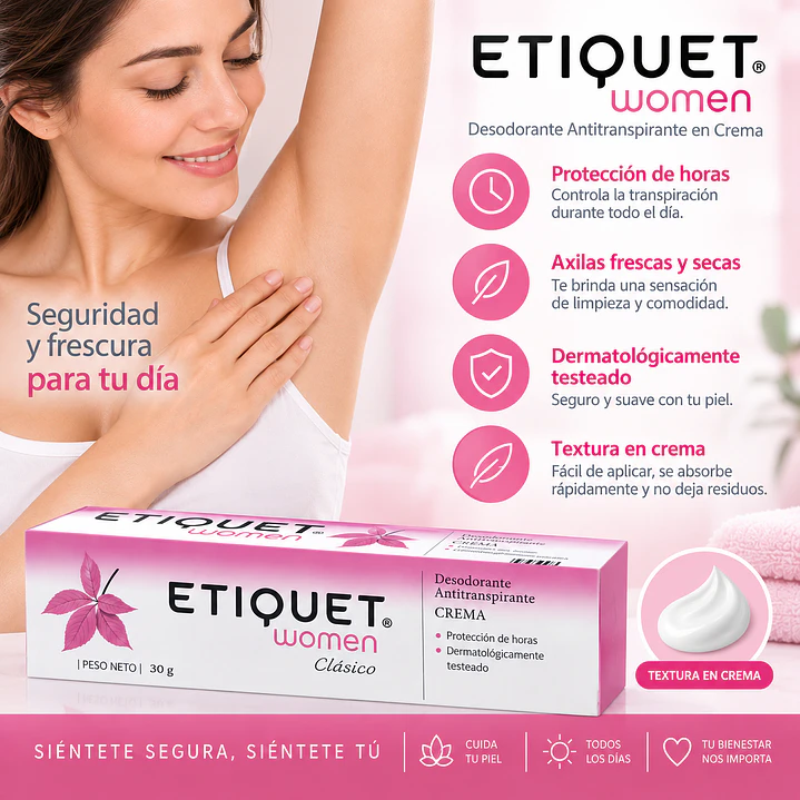 Desodorante Antitranspirante Etiquet Women Clásico en Crema 30G 4