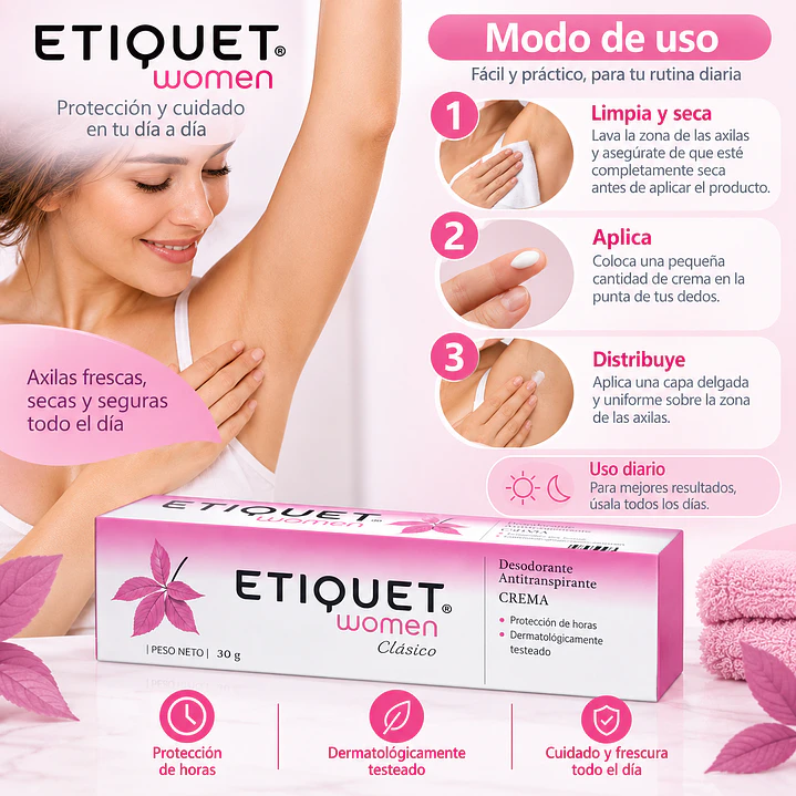 Desodorante Antitranspirante Etiquet Women Clásico en Crema 30G 6