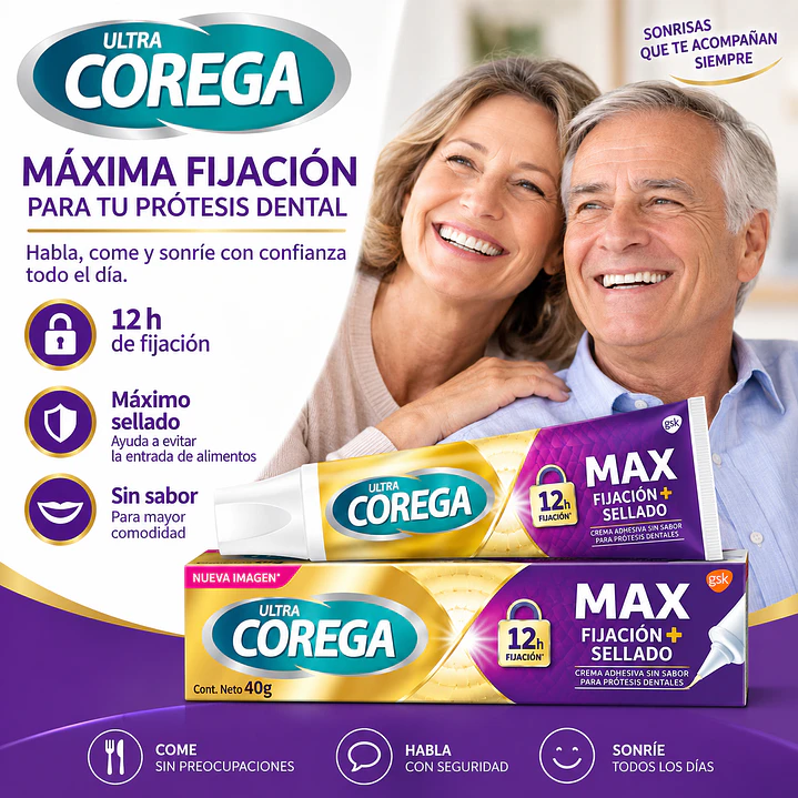 Corega Ultra Maximo Sellado Fijacion Protesis Dentales 70G 6