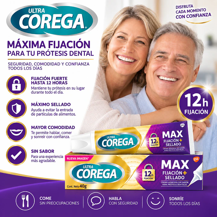 Corega Ultra Maximo Sellado Fijacion Protesis Dentales 70G 7