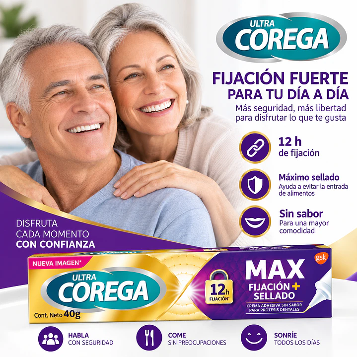 Corega Ultra Maximo Sellado Fijacion Protesis Dentales 70G 4