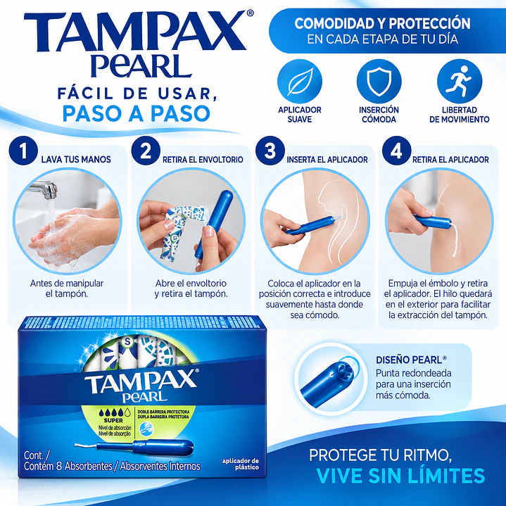 Tampones Tampax Pearl Super X8 Unidades 4