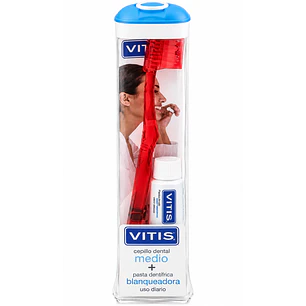 Vitis Pack Cepillo Medio + Pasta Blanqueadora 15 ml + Estuche
