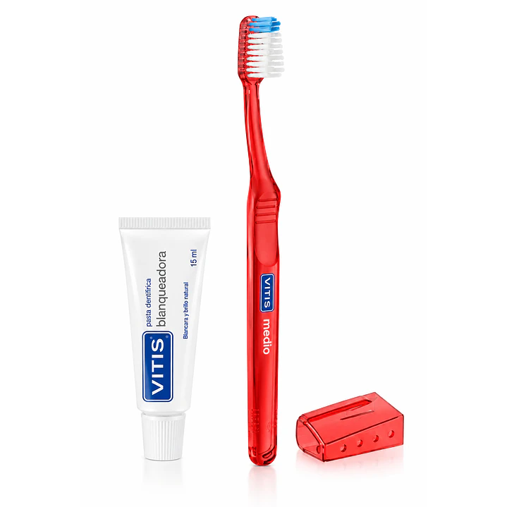 Vitis Pack Cepillo Medio + Pasta Blanqueadora 15 ml + Estuche 2