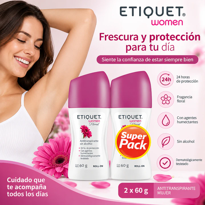 Pack X2 Desodorante Etiquet Roll-On Women Floral 60G 4