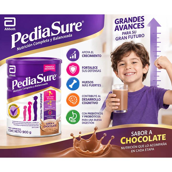 PediaSure Chocolate en Polvo 900G Caja X6 4