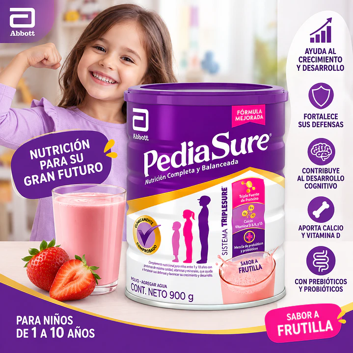 PediaSure Suplemento Nutricional sabor Frutilla 900G 3