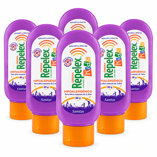 Repelex Kids Crema 2 Hrs Protección 7,5% Deet 80gr Pack X6