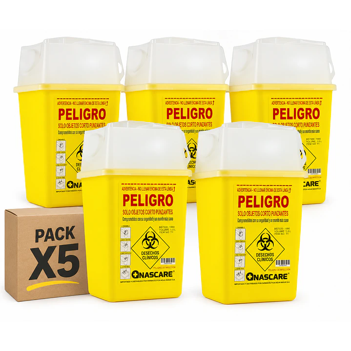 Caja Eliminación De Material Cortopunzante 1 Litro Pack x5 6