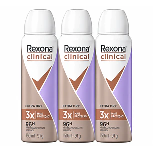 Rexona Clinical Extra Dry Desodorante Antitranspirante 150 Ml Pack X3
