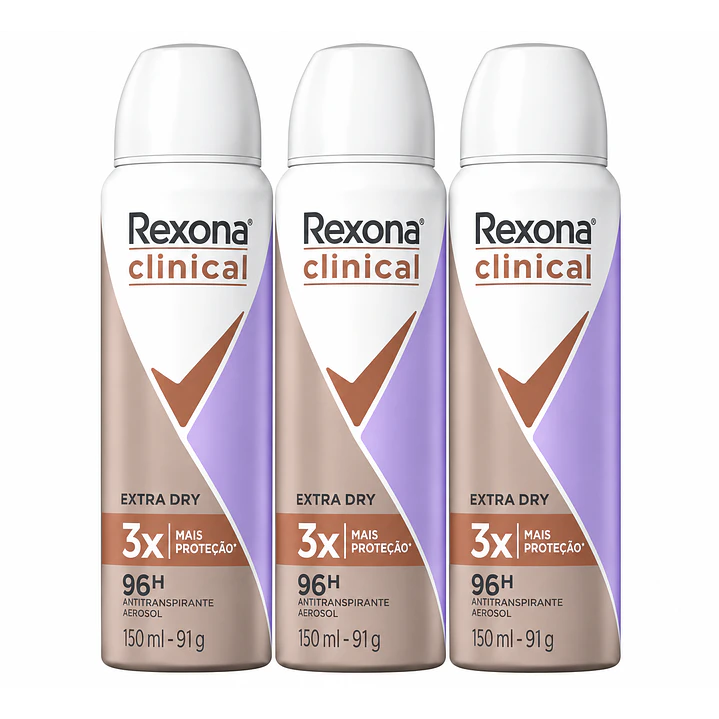 Rexona Clinical Extra Dry Desodorante Antitranspirante 150 Ml Pack X3 1