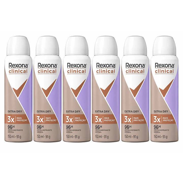 Rexona Clinical Extra Dry Desodorante Antitranspirante 150 Ml Pack X6 1
