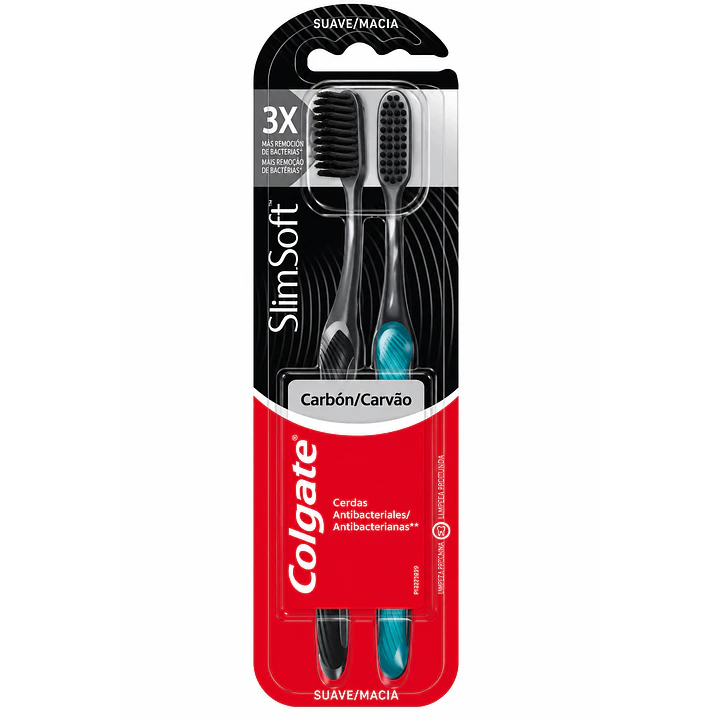 Pack x2 Cepillo de Dientes Colgate Slim Soft Black 1