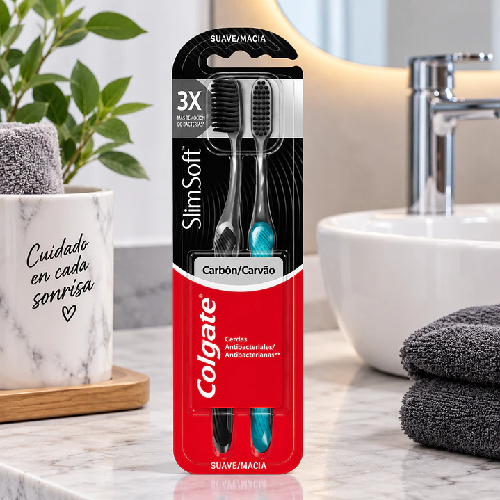 Pack x2 Cepillo de Dientes Colgate Slim Soft Black 5
