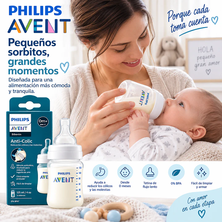 Mamadera Philips Avent Anti-cólico 125 ml +0m 6