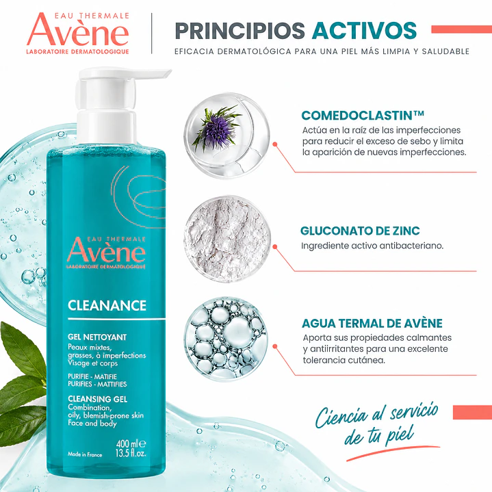 Avene Cleanance Gel Limpiador 400 Ml Tipo De Piel Grasa 4