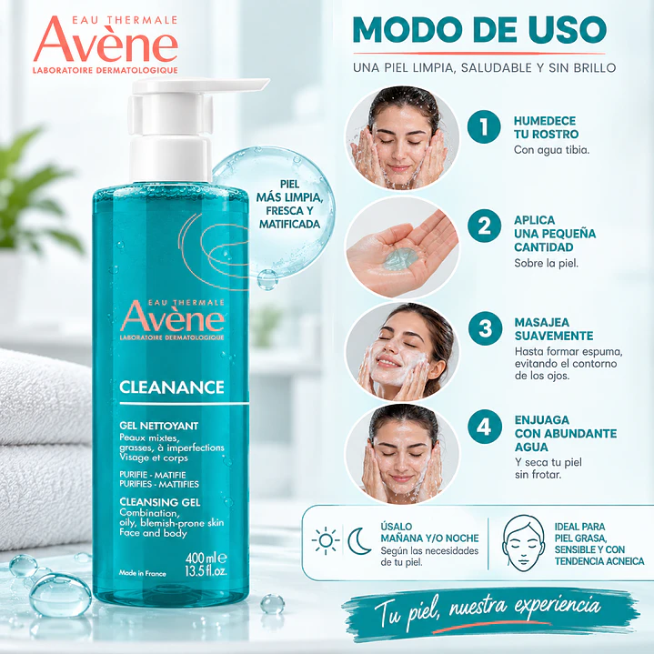 Avene Cleanance Gel Limpiador 400 Ml Tipo De Piel Grasa 6
