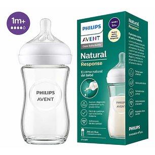 Mamadera Philips Avent Natural Response de Vidrio 240 ml +1 mes