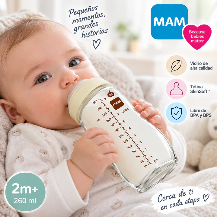 Mamadera De Vidrio Premium Feel Good 2m+ 260ml Mam 5
