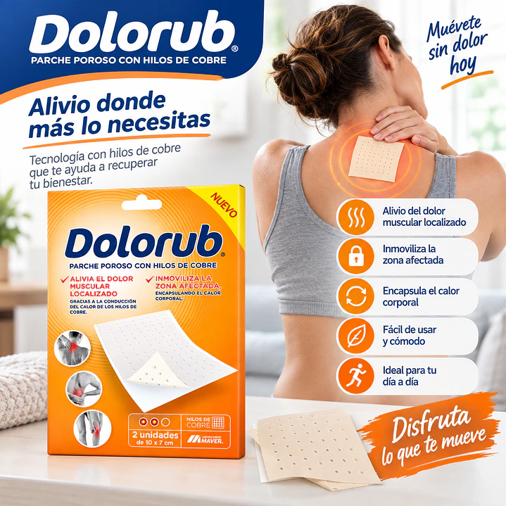 Dolorub Parche Poroso con Hilos de Cobre 10 x 7 cm – 2 Unidades 3