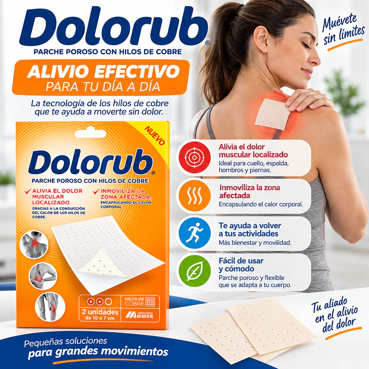 Dolorub Parche Poroso con Hilos de Cobre 10 x 7 cm – 2 Unidades 4