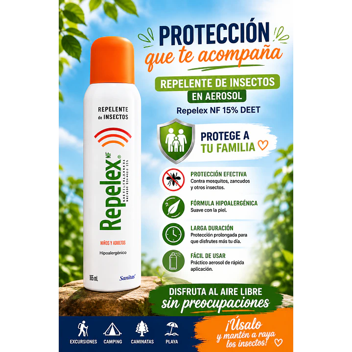Repelex Nf Repelente De Insectos 15% Deet Aerosol 165 Ml Pack X3 3