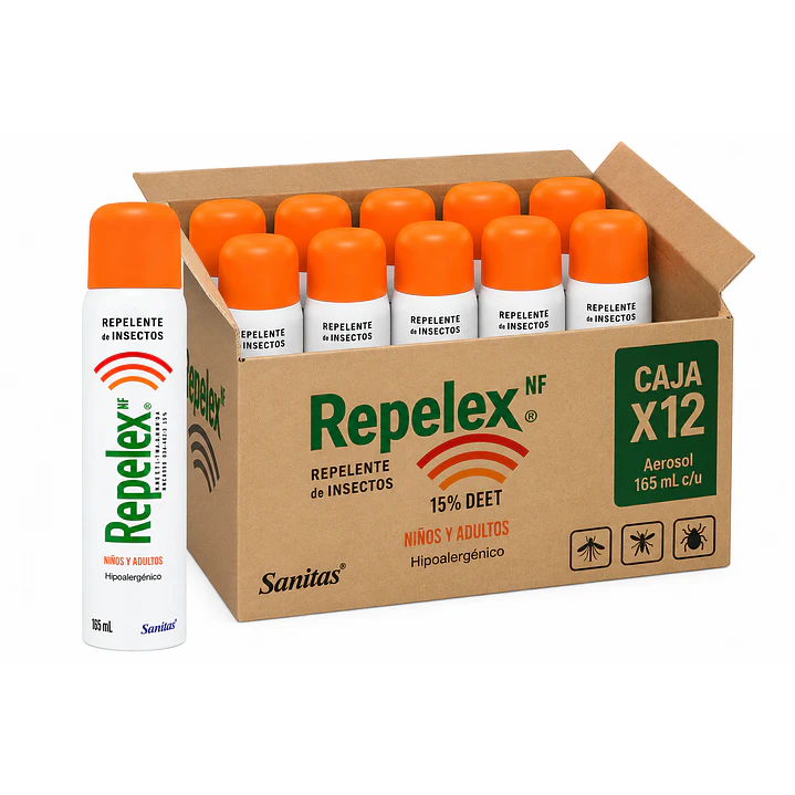Repelex Nf Repelente De Insectos 15% Deet Aerosol 165 Ml Caja X12 1