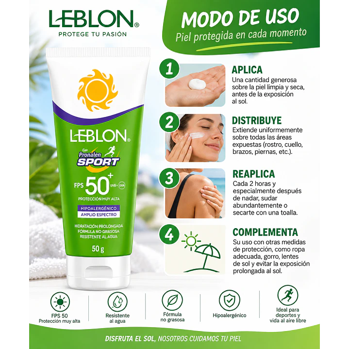 Bloqueador Solar Leblon Sport 50 Gr Fps 50 4