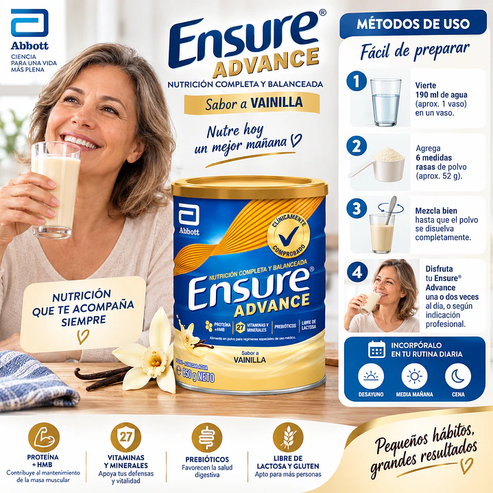 Ensure Advance Sabor Vainilla 850G Caja X6 6