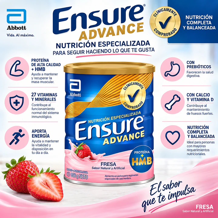 Ensure Advance Sabor Frutilla 850G Caja X6 5