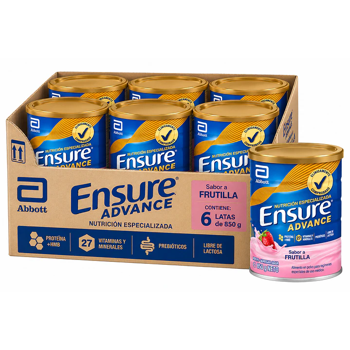 Ensure Advance Sabor Frutilla 850G Caja X6 1
